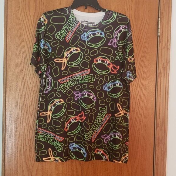 Very Cool Teenage Mutant Ninja Turtles Flourescent Graphics T-Shirt Sz L - Picture 1 of 5